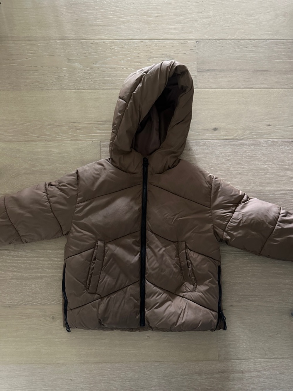 Zara Kids Brown Hooded Puffer Coat